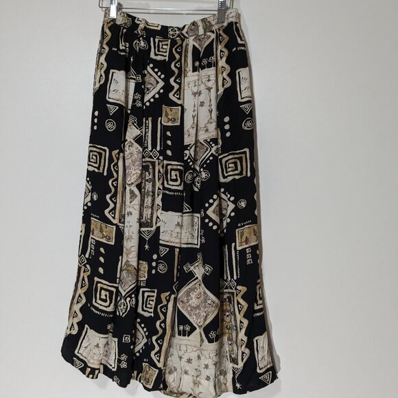 Conrad C Patterned Blouse and Skirt Set Beige Black VINTAGE Size Medium - Picture 5 of 6